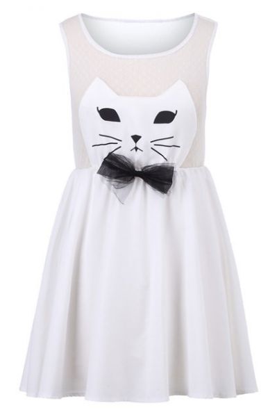 Vestido Cat com renda Branco